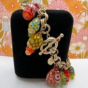 Sweet Romance Millefiori Glass Charm Bracelet